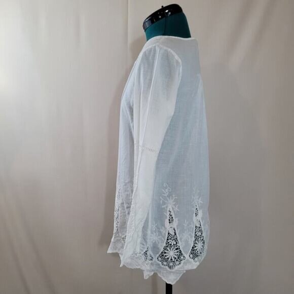 Joie Kaftan Inspired Blouse with Crochet Lace Trim - Size Large - Picture 3 of 8